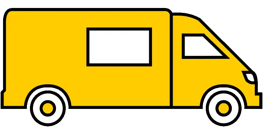 teilintegriert-icon wohnmobil teilintegriert, gelbes icon