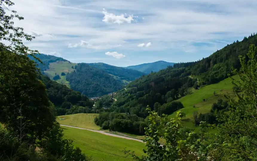 Stra&szlig;e durch die Landschaft im Schwarzwald