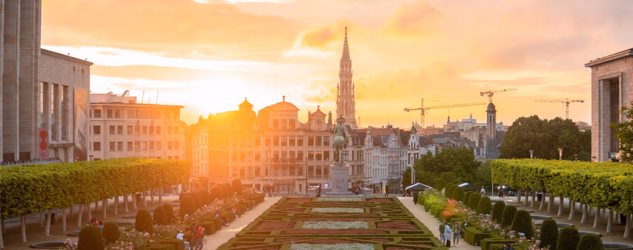Mont des Arts in Brüssel bei Sonnenuntergang